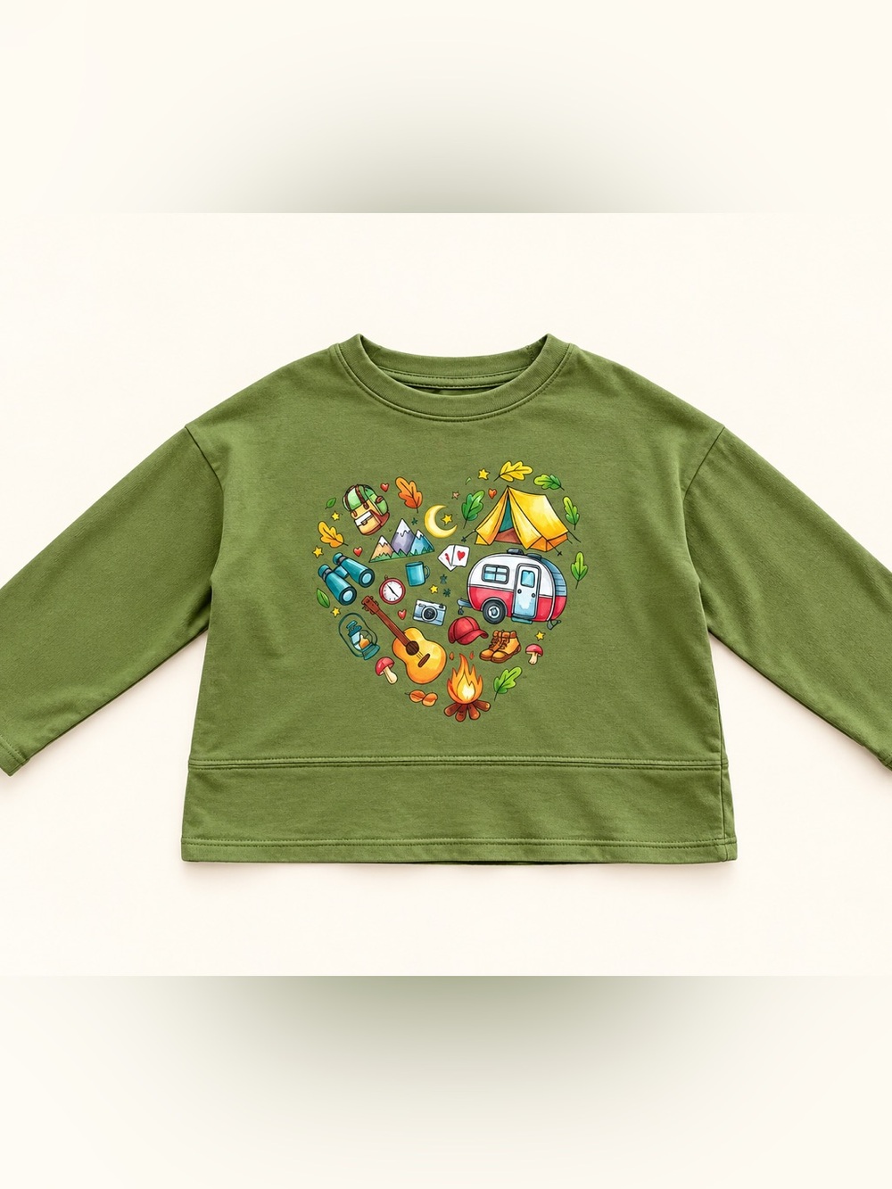 Zara Kids Green Camping Graphic Sweatshirt / Gender Neutral / Cotton / Fall